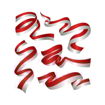 indonesia ribbon 3d decoration flag set. Vector illustration on a white background