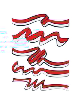 indonesia ribbon flag set in various creative design. Vector illustration on a white background