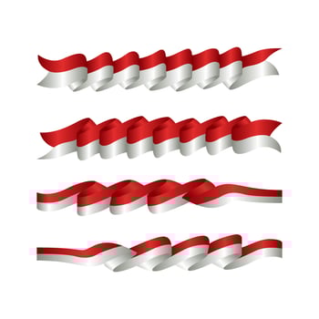 indonesia ribbon 3d decoration flag set. Vector illustration on a white background