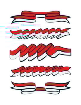 indonesia ribbon flag set in various creative design. Vector illustration on a white background