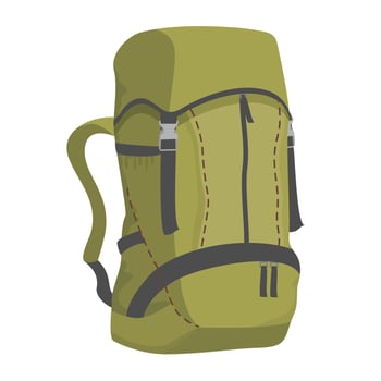 A large khaki hiking backpack. vector