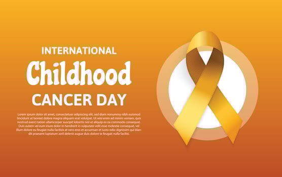 International childhood cancer symbol, Background with gold ribbon vector