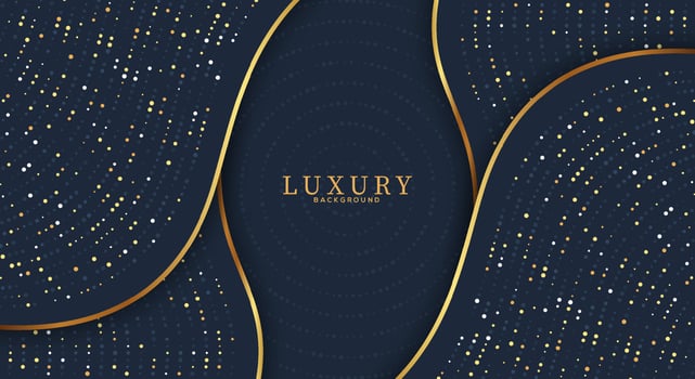Luxury paper cut backgrounds with golden line and halftone gradients Vector illustration.