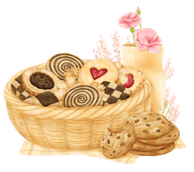 watercolor basket of cookies png