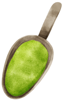 matcha powder watercolor in scoop illustration png