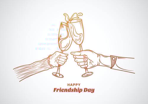 Hand draw sketch friendship day card background vector