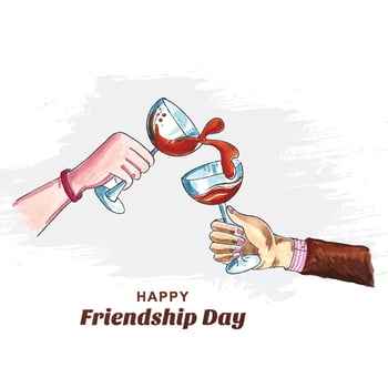 Friendship day background with drink cup watercolor background vector