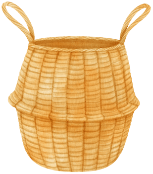 Watercolor wicker basket illustration png