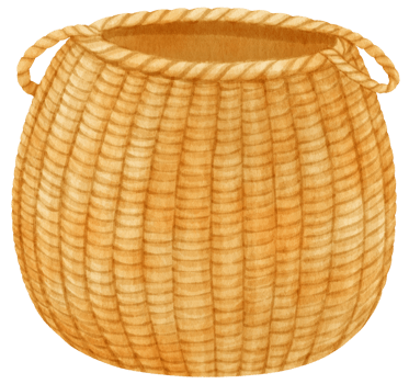Watercolor wicker basket illustration png