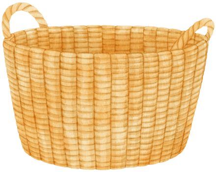 Watercolor wicker basket illustration png