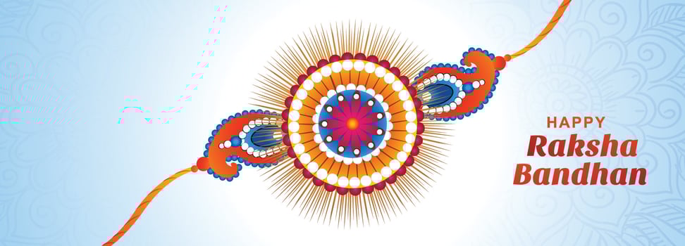 Decorative rakhi for happy raksha bandhan celebration card banner background vector