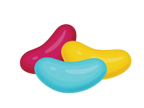 Jelly beans. Gummy sweet kids candies. Sweet and sour Snack. vector