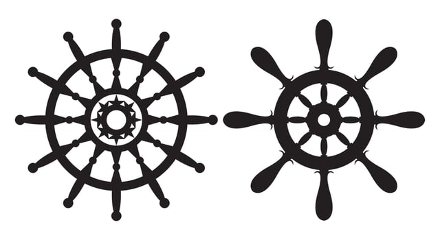 Ship steering wheel, Helm Anchor vector icon, Steer icon vector