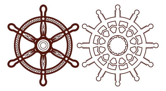 Ship steering wheel, Helm Anchor vector icon, Steer icon vector