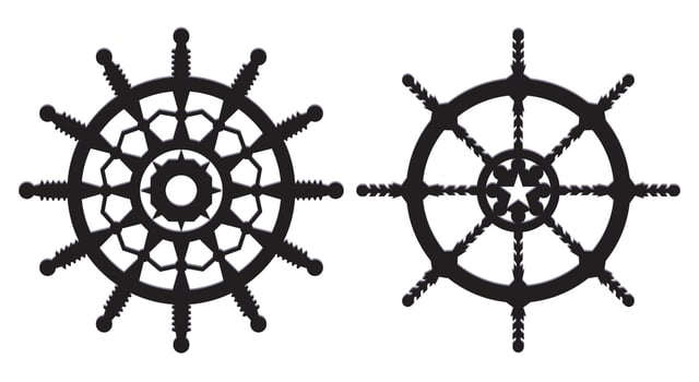 Ship steering wheel, Helm Anchor vector icon, Steer icon vector