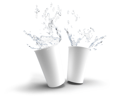 3d rendering image of 2 cups and water splash png