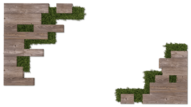 A 3d rendering image of isolated wooden and grass box png
