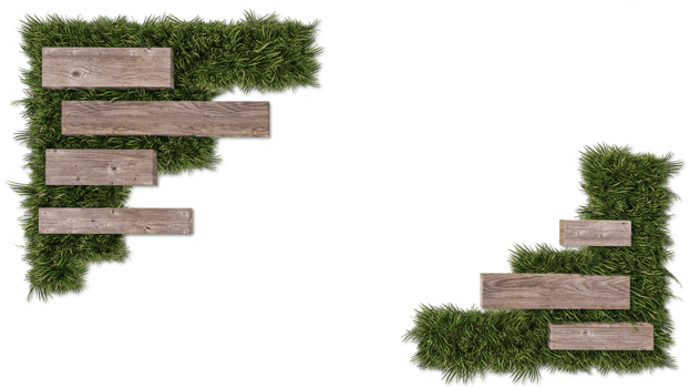 A 3d rendering image of isolated wooden and grass box png