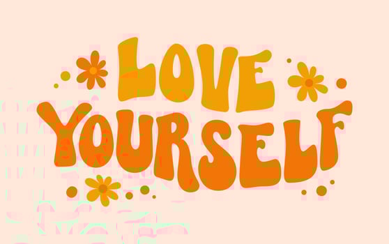 Vintage love yourself groovy quote, great design for any purposes vector