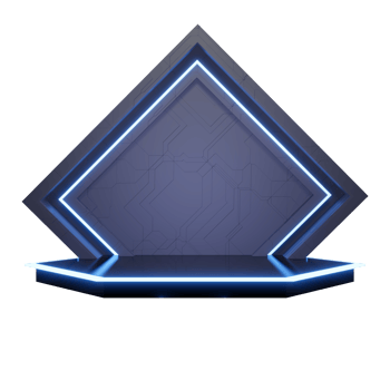 podium of the future Neon and laser stand Modern Abstract 3d illustration Technology png