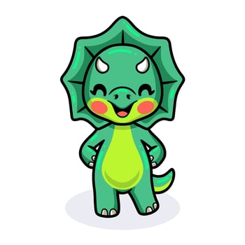Cute little triceratops dinosaur cartoon standing vector