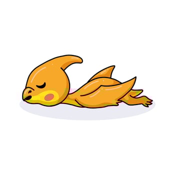 Cute little pterodactyl dinosaur cartoon sleeping vector