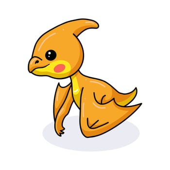 Cute little pterodactyl dinosaur cartoon vector