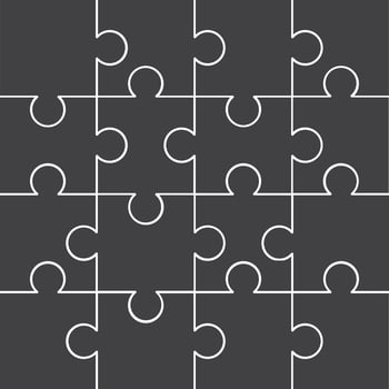Puzzle Jigsaw set of 16 free vector flat design in monochrome color with various type of shape ready to use and editable Free Vector