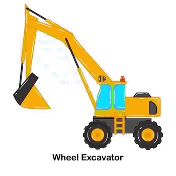 Wheel excavator Construction vehicle vector