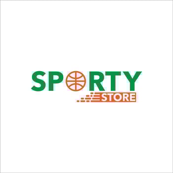 simple sporty store logo with basketball icon for sport retail vector