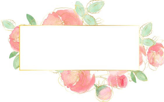 watercolor loose rose flower bouquet frame with gold line art badge png