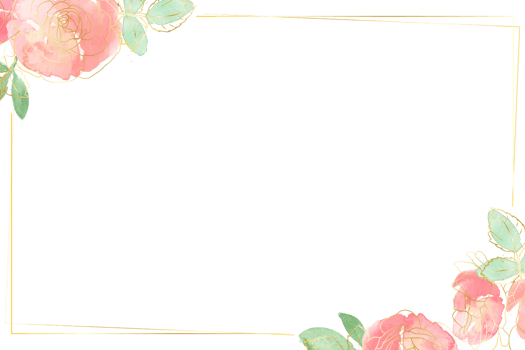 watercolor loose rose flower bouquet with gold line art background png