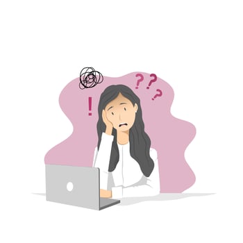 Woman stressed about her work with laptop vector