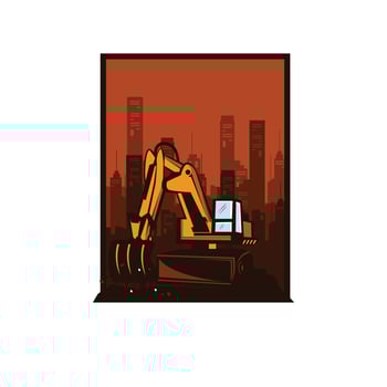 excavator on the city vector