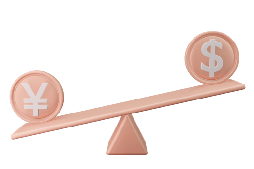 Currency appreciation on scales 3D illustration Financial icon for stock market png