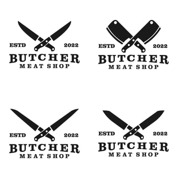Butcher knife logo set in vintage style vector