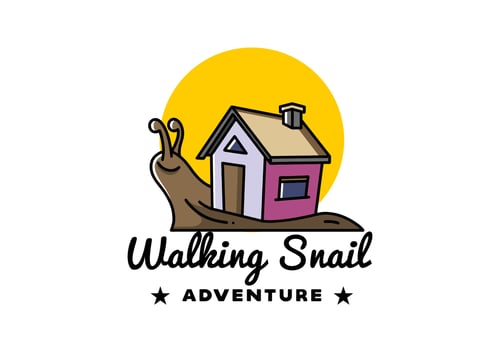 Walking snail and house illustration design vector