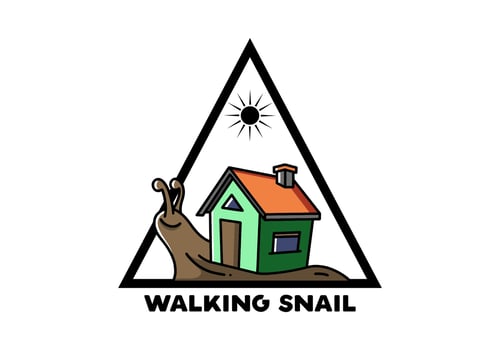 Walking snail and house illustration design vector