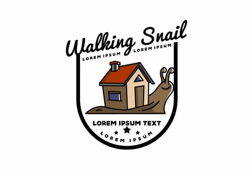 Walking snail and house illustration design vector