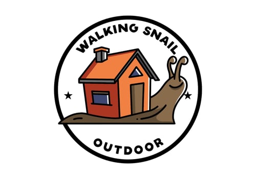 Walking snail and house illustration design vector