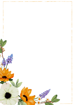 watercolor yellow sunflower and white anemone flower bouquet frame 5x7 invitation card wash splash background png