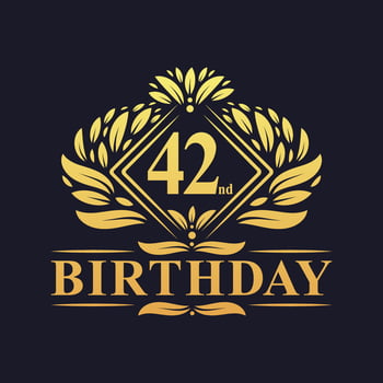 42 years Birthday Logo, Luxury Golden 42nd Birthday Celebration. vector