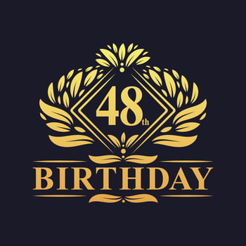 48 years Birthday Logo, Luxury Golden 48th Birthday Celebration. vector