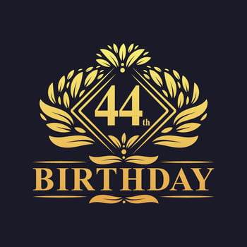44 years Birthday Logo, Luxury Golden 44th Birthday Celebration. vector
