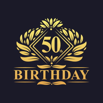 50 years Birthday Logo, Luxury Golden 50th Birthday Celebration. vector