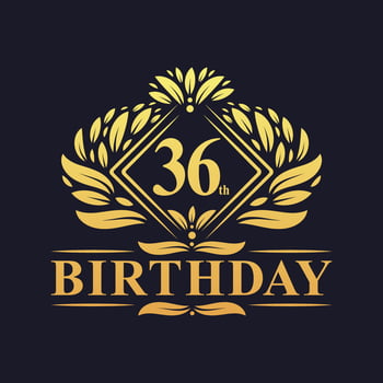 36 years Birthday Logo, Luxury Golden 36th Birthday Celebration. vector