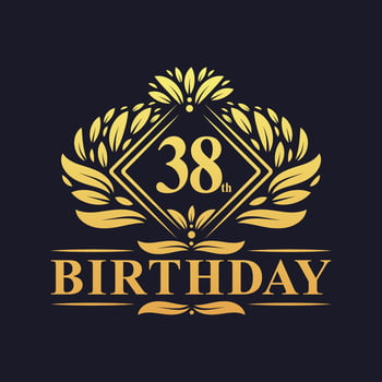 38 years Birthday Logo, Luxury Golden 38th Birthday Celebration. vector