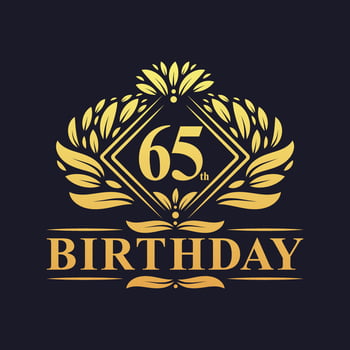 65 years Birthday Logo, Luxury Golden 65th Birthday Celebration. vector