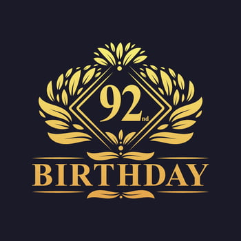 92 years Birthday Logo, Luxury Golden 92nd Birthday Celebration. vector