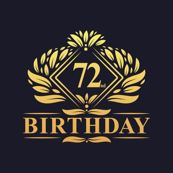 72 years Birthday Logo, Luxury Golden 72nd Birthday Celebration. vector